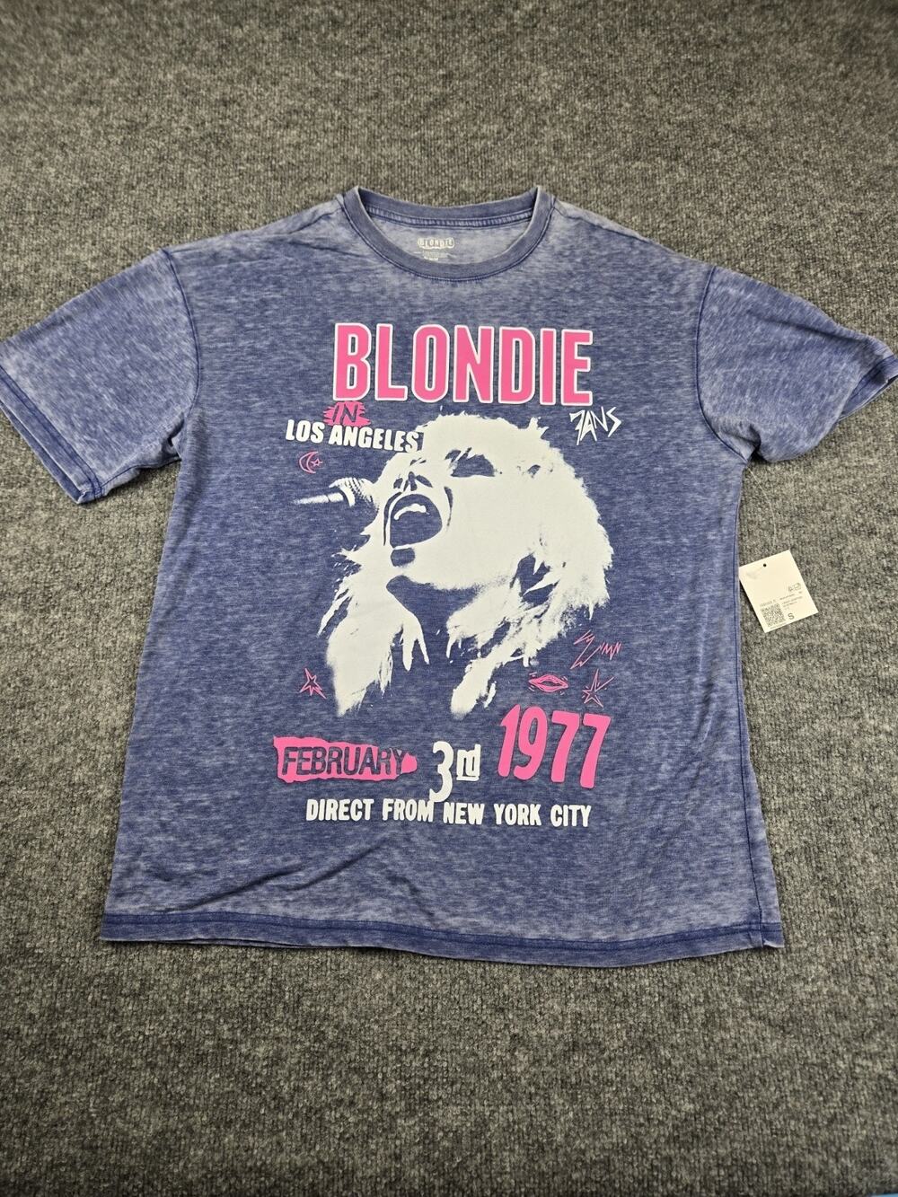 New Blondie New York Concert Blue Graphic Short Sleeve T-Shirt Sz S #966